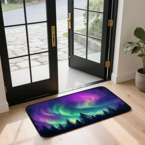 Miniatura 6 de Tapete de cocina con aurora, antideslizante, absorbente, para entrada, baño, garaje, decoración del hogar, interior y exterior, 39 x 20 pulgadas