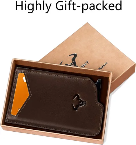 Miniatura 7 de Billetera delgada para hombre, cartera grande de aluminio con clip para dinero, 8 tarjetas, bloqueo RFID