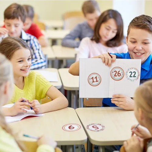 Miniatura 5 de Lincia 40 recortes numéricos de 1 a 35 recortes para tablón de anuncios y 5 tarjetas en blanco, números de calendario para el aula con 8 hojas
