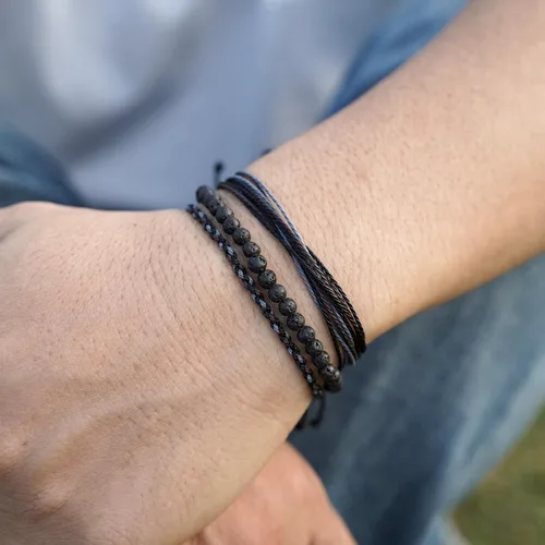 Miniatura 3 de Pulsera curativa hecha a mano con cuentas de piedra natural, regalo para hombres, pulsera de cuerda ajustable
