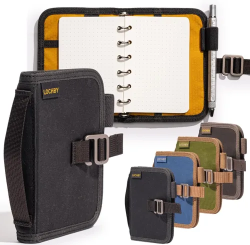 Miniatura 46 de LOCHBY® Carpeta Field A5 Cubierta de carpeta de 6 anillas Lona encerada resistente al agua Diseño plano Sistema A5 apto para recargar