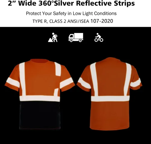 Miniatura 6 de VENDACE 3 piezas de seguridad camisetas reflectantes clase 3 alta visibilidad Hi Vis manga corta construcción trabajo camisas para hombres