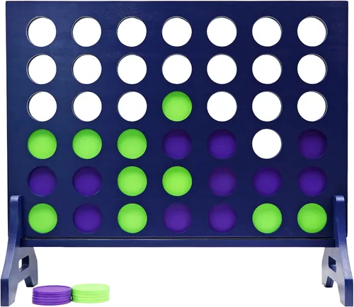 Miniatura 34 de Tailgating Pros Cuatro en una fila gigante azul marino premium con funda de transporte – Juego de patio al aire libre de gran tamaño – ¡Muchos