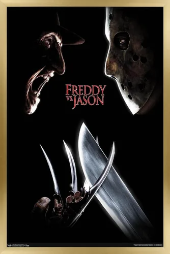 Miniatura 15 de Trends International Freddy vs. Jason - Póster de pared de una hoja, 14.725 x 22.375 pulgadas, versión enmarcada de madera de granero