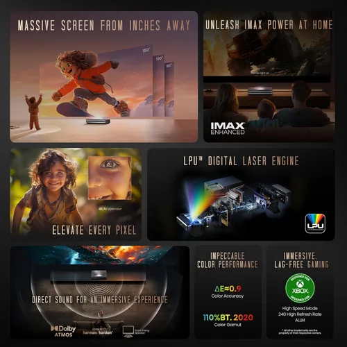 Miniatura 5 de Hisense PX3-PRO Proyector láser triple de proyección ultracorta, 4K UHD, 80” – 150”, 3,000 lúmenes, contraste 3000:1, Dolby Vision y Atmos, IMAX