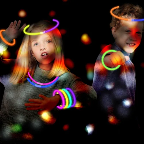 Miniatura 5 de Paquete de fiesta de palitos luminosos de 8 a 50 pulgadas, pulseras y collares luminosos para niños, 250 aniversario, 4 de julio, neón que brilla