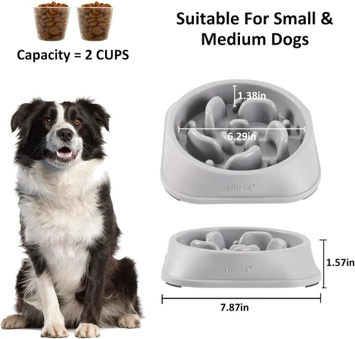 Miniatura 5 de YINEYA Cuencos de alimentación lenta para perros, suministros para mascotas que ralentizan la alimentación, cuencos para comida de mascotas, J - Gris