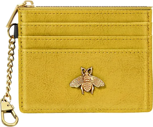 Miniatura 10 de SEAVILIA Tarjetero llavero cartera para mujer con ventana de identificación RFID monedero regalo abeja delgada minimalista pequeña cartera