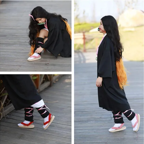 Miniatura 5 de Nezuko Cosplay Clogs Kochou Clog Rengoku Geta Tanjirou Zenitsu Clog Wooden Flip Flops with Socks