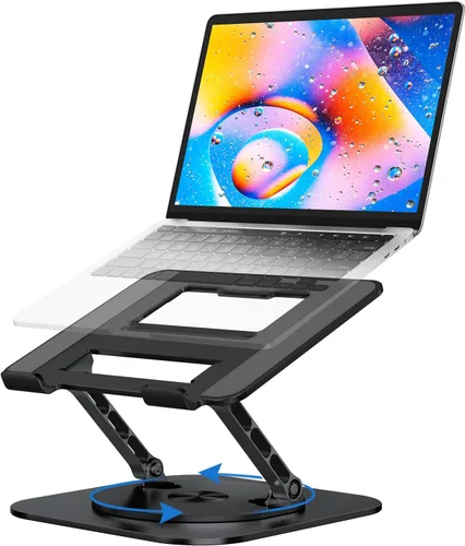 MCHOSE - Soporte para laptop para escritorio, soporte ergonómico con base giratoria de 360°, soporte plegable para computadora portátil compatible