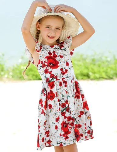 Miniatura 224 de Vestido de verano para niña, de algodón, con diseño floral
