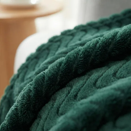 Miniatura 8 de Exclusivo Mezcla - Manta individual para cama, mantas de forro polar ligeras y acogedoras con textura ondulada decorativa, adecuadas para el Verde