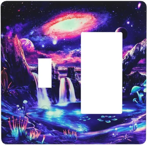 Miniatura 411 de Cubiertas de placa de pared de 3 gang con interruptor de luz de triple palanca, en negro y dorado con esplendor de oro rosa, estampado floral