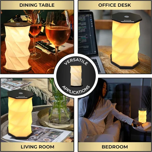 Miniatura 5 de Origami - Lámpara de escritorio LED plegable expandible – USB recargable y portátil – Luz de control táctil regulable con altura ajustable de hasta