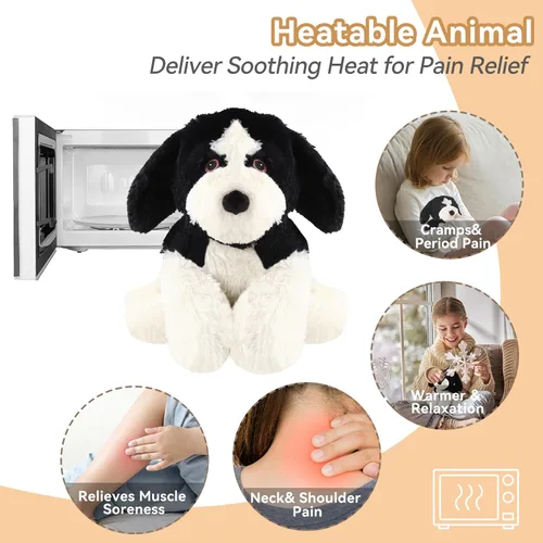 Miniatura 4 de Border Collie - Animal de peluche para perro, almohadillas térmicas para microondas para calambres y alivio de la ansiedad, refrescante