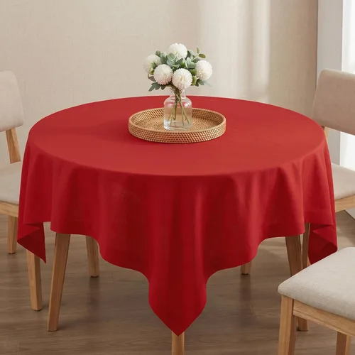 Miniatura 4 de Solino Home Mantel cuadrado de lino rojo de 52 x 52 pulgadas, mantel Fete de lino 100% puro, lavable a máquina para el 4 de julio
