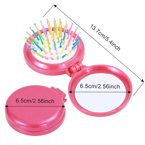 Miniatura 2 de ONLYFU Paquete de 8 mini cepillos de pelo con espejo, cepillos compactos plegables con cerdas de nailon suaves, peine de bolsillo de viaje