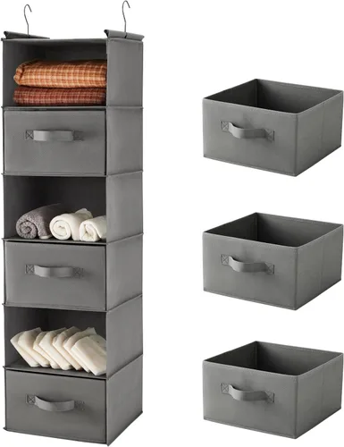 MAX Houser Organizador colgante de armario de 6 niveles, estante colgante de armario con 2 ganchos resistentes para almacenamiento, plegable Gris-d3