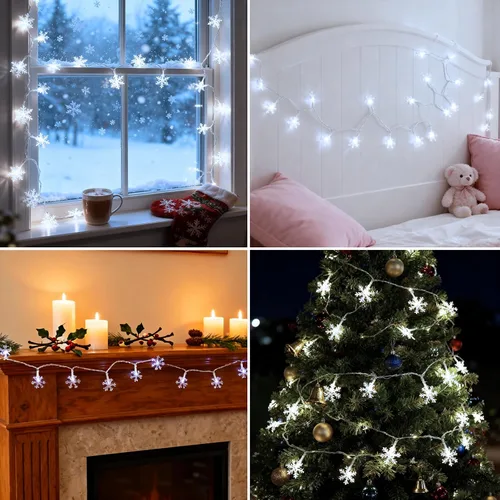 Miniatura 8 de Luces de Decoración de Navidad, 8 Modos y Temporizador con Control Remoto, 33 Pies 100 Luces LED Operadas con Pilas, Luces de Hadas Impermeables