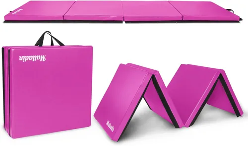 Matladin - Alfombrilla plegable de 8 pies para gimnasia, gimnasio, ejercicio, aeróbicos, de 8 pies x 2 pies x 2 pulgadas de cuero sintético, 'Púrpura