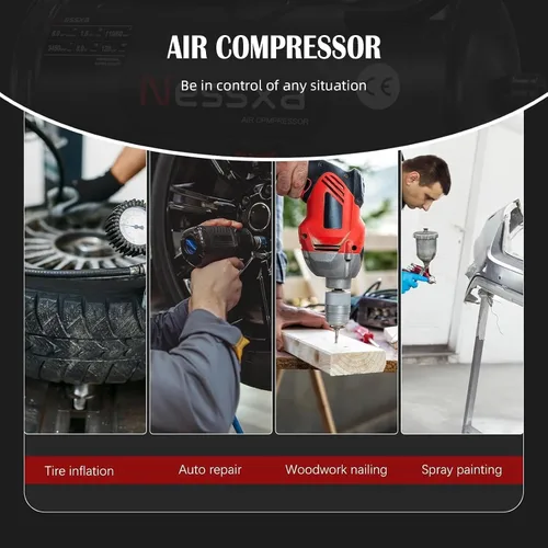 Miniatura 8 de Compresor de aire ultra silencioso de 8 galones, 1.5HP 4.52 CFM, tanque de compresor de aire sin aceite máximo de 115 PSI para reparación