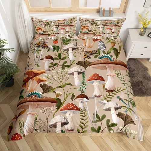 Miniatura 48 de Funda de edredón de hongos salvajes, acuarela, decoración de plantas naturales para exteriores, juegos de ropa de cama para niños, adolescentes