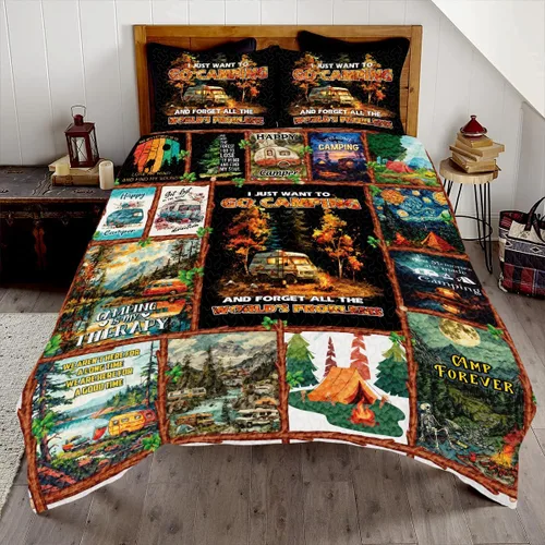 Miniatura 9 de Happy Camping - Juego de edredón para decoración de dormitorio, tamaño individual/Queen/King, para niños, niñas, mujeres, amantes