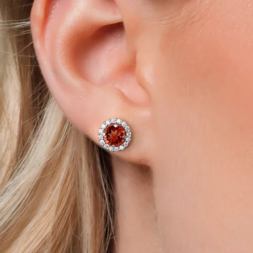 Miniatura 32 de Gem Stone King Aretes redondos de plata de ley 925 de 0.236 in con piedra natal extraíble para mujer