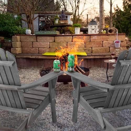 Miniatura 9 de Solid Wood Folding Adirondack Chair for Outdoor Patio Garden Deck Lounge - Comfortable Wooden Lawn Chair with Wide Armrests