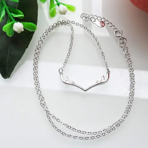 Miniatura 4 de Colgante de plata de ley 925 chapado en oro blanco con cuernos de ciervo de 15 a 17 pulgadas, WK99007