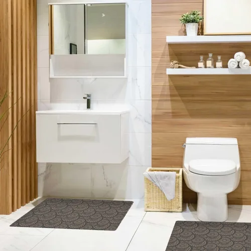 Miniatura 8 de Alfombra de baño de microfibra de 20 x 16 pulgadas, diseño de capuchino de color deslizante, 1 S