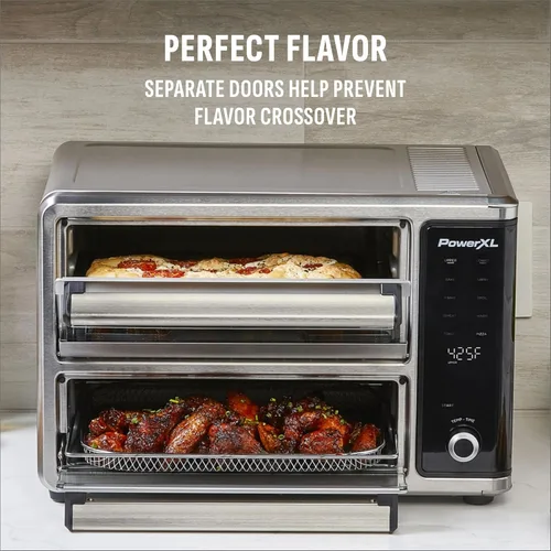 Miniatura 8 de PowerXL SmartSynx Horno de Doble Puerta, 8 Ajustes Preestablecidos de Cocción de Toque Rápido incluyendo Freír al Aire, Tostar, Hornear, Asar