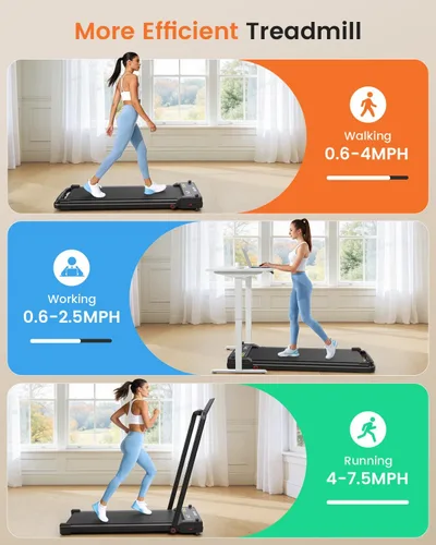 Miniatura 6 de Cinta de correr con masaje de pies/masaje por vibración, caminadora con inclinación, almohadilla para caminar plegable con barra de asa, cintas
