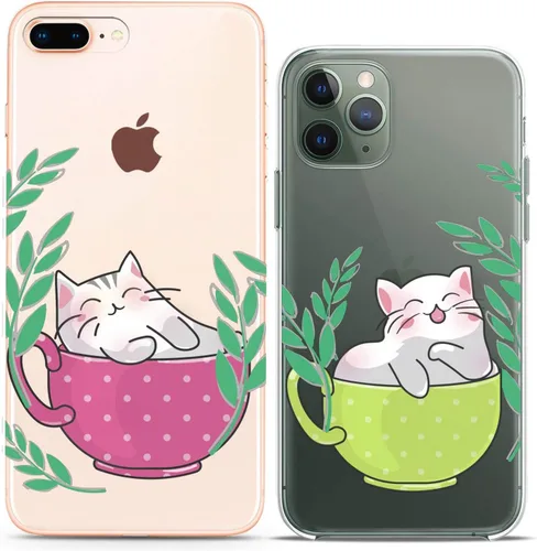 Fundas a juego para parejas compatibles con iPhone 16 15 14 13 12 11 Pro Max Mini Xs X 6s 8 Plus 7+ Xr 10 SE 5 pares de amigos, hojas lindas, gato,