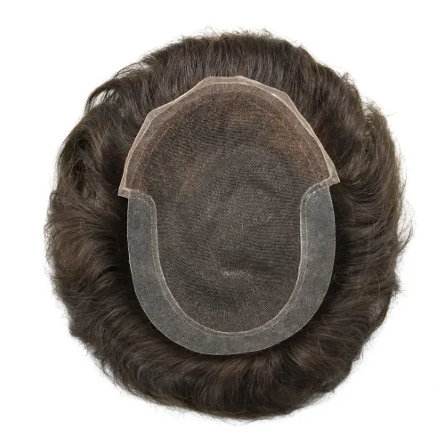 Miniatura 7 de Toupee Hair Piece French Lace Real Human Hair Mens Hair Units System Front Bleched Knot Toupee para hombres, postizos de línea capilar natural