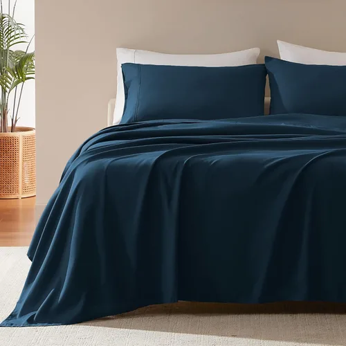 Miniatura 16 de SLEEP ZONE Juego de Sábanas Refrescantes a Rayas Queen - Juego de Sábana Ajustable, Sábana Plana y Fundas de Almohada de 4 Piezas - Sábana de Cama a