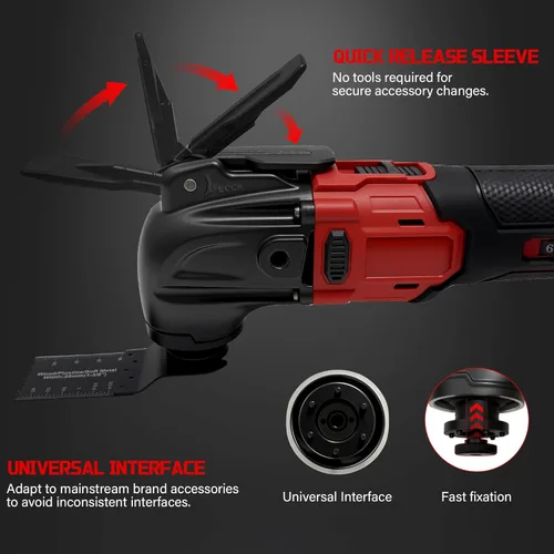Miniatura 2 de Multiherramientas oscilantes para batería Milwaukee de 18 V, herramienta de molienda multiuso, ángulo de oscilación de 4°, 6 velocidades variables