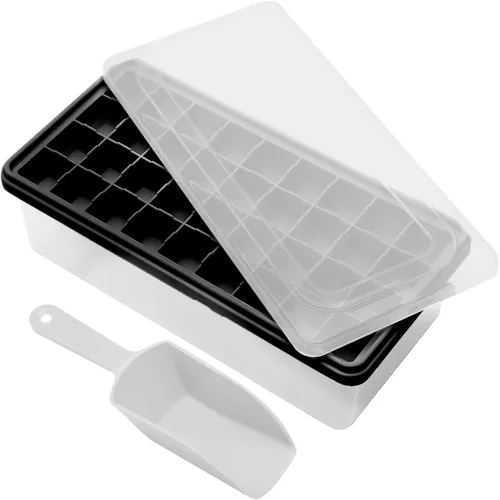 Bandeja de silicona para cubitos de hielo con tapa a prueba de fugas y contenedor de almacenamiento para congelador, 36 piezas sin BPA, cubierta
