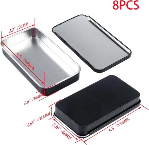 Miniatura 2 de 8 recipientes de lata rectangulares de metal deslizantes, latas de almacenamiento vacías para velas de perfume sólidas, manualidades, dulces, Negro