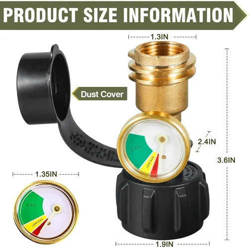 BESTFIRE Indicador de nivel de tanque de propano Detector de fugas de gas para tanques de 5 a 40 libras – Conexión QCC1/Tipo 1 – Construcción de