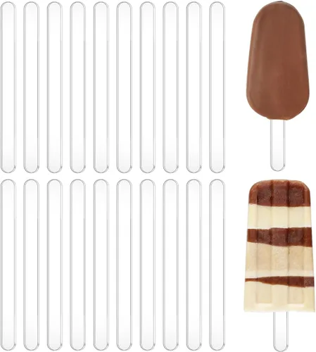 20 palitos de paletas acrílicas reutilizables de 4.5 pulgadas para hacer paletas de hielo, pasteles y manualidades de desierto de caramelo