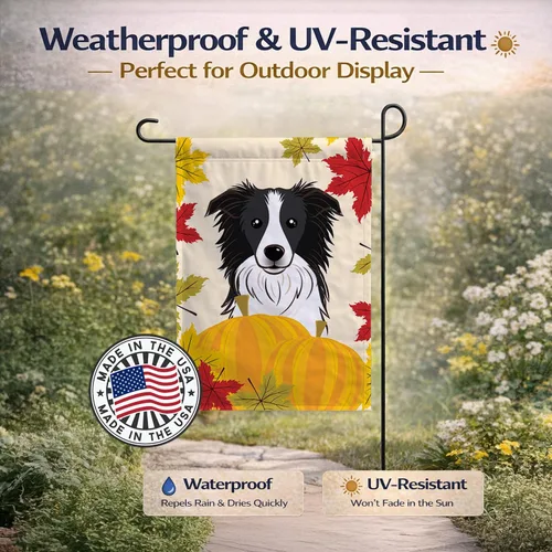 Miniatura 6 de Caroline's Treasures BB2047GF Bandera de jardín de Acción de Gracias Border Collie, bandera decorativa para patio exterior, obras de arte de patio