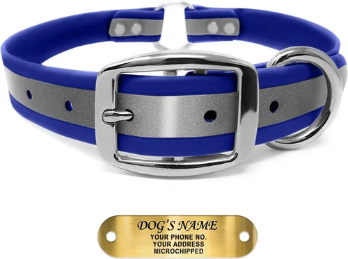 Miniatura 10 de Regal Dog Products Collar de Perro Reflectante Rosa Grande con Placa de Nombre Grabada Personalizada y Anillo Central de Servicio Pesado Collares
