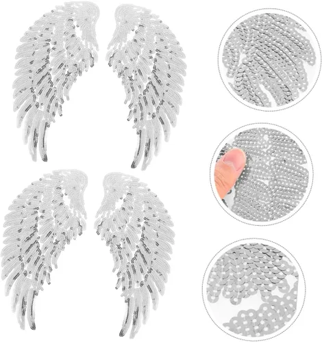 Miniatura 5 de 2 pares de apliques de alas de ángel de lentejuelas para decoración de ropa de bricolaje, accesorios de ropa para manualidades bordadas, disfraces