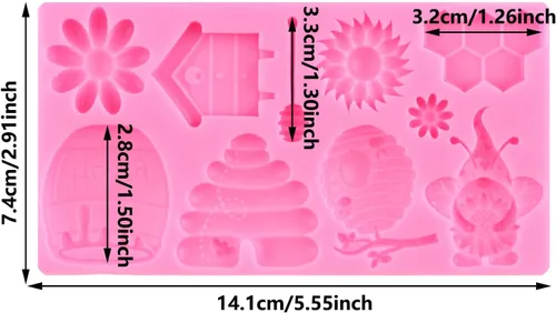 Miniatura 2 de Moldes de silicona de abejorros de abeja para fondant, molde de colmena de abeja, girasol, miel, para decoración de tartas de azúcar, decoración