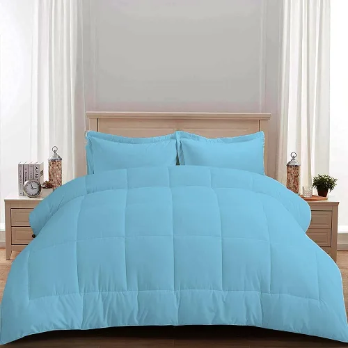 Miniatura 3 de Edredón 100% algodón egipcio de 500 GSM, súper suave, relleno alternativo de plumón con 2 fundas de almohada, colección de insertos para clima frío
