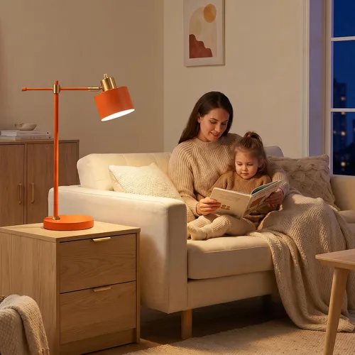 Miniatura 7 de OYEARS Lámpara de escritorio moderna de 22.2 pulgadas, lámpara de mesa de metal con bombilla LED, lámparas de lectura ajustables para sala de estar