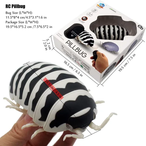 Miniatura 6 de Tipmant Gusano de control remoto RC Bug realista Pillbug electrónico juguete de broma animal insecto vehículo vehículo niños regalos de cumpleaños