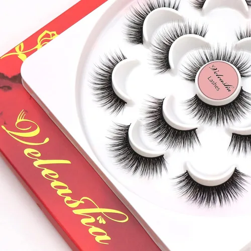 Miniatura 11 de Veleasha Pestañas postizas de manga puntiagudas, 100% hechas a mano, aspecto natural, pestañas postizas ligeras con banda transparente suave