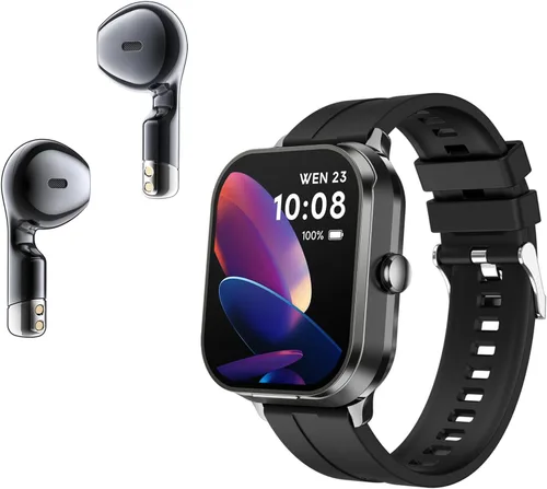 Tuanzi D8Pro - Reloj inteligente TFT de 2.01 pulgadas con audífonos, reloj inteligente TWS, auriculares inalámbricos Bluetooth, monitor de salud,